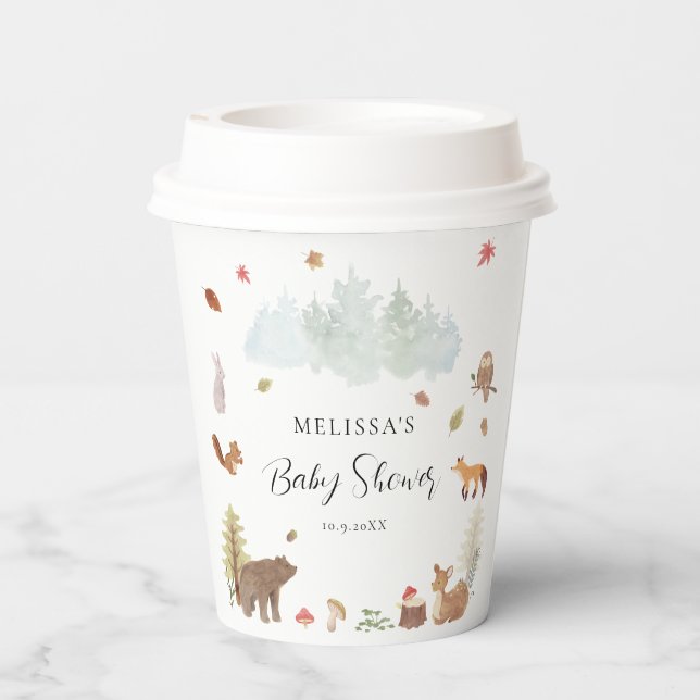 Woodland Animals Baby Shower Party Paper Cups (Back)