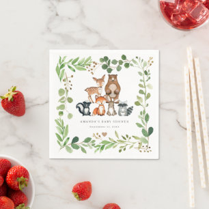 Woodland Animals Baby Shower Party Paper Napkins