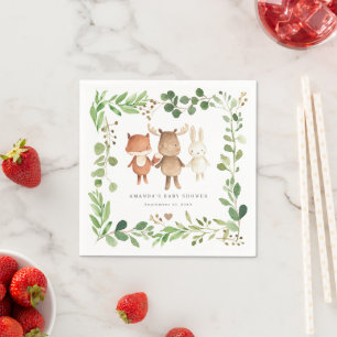 Woodland Animals Baby Shower Party Paper Napkins