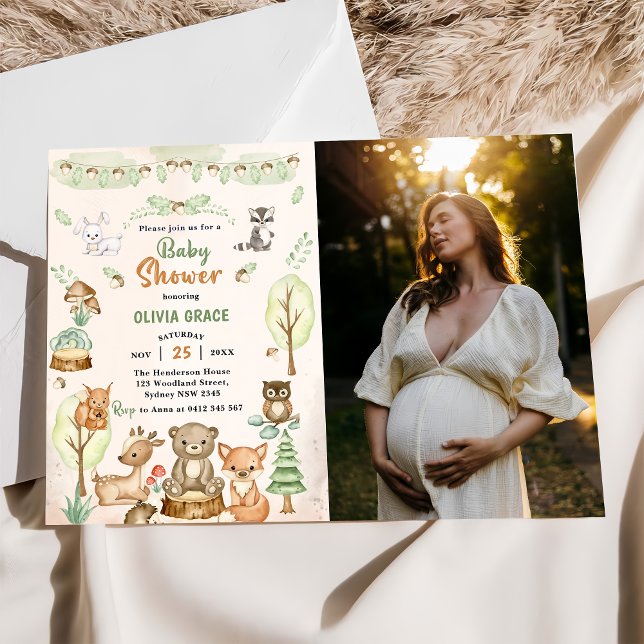 Woodland Animals Baby Shower Party  Photo  Invitation (Creator Uploaded)