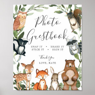 Woodland Animals Baby Shower Photo Guestbook Sign