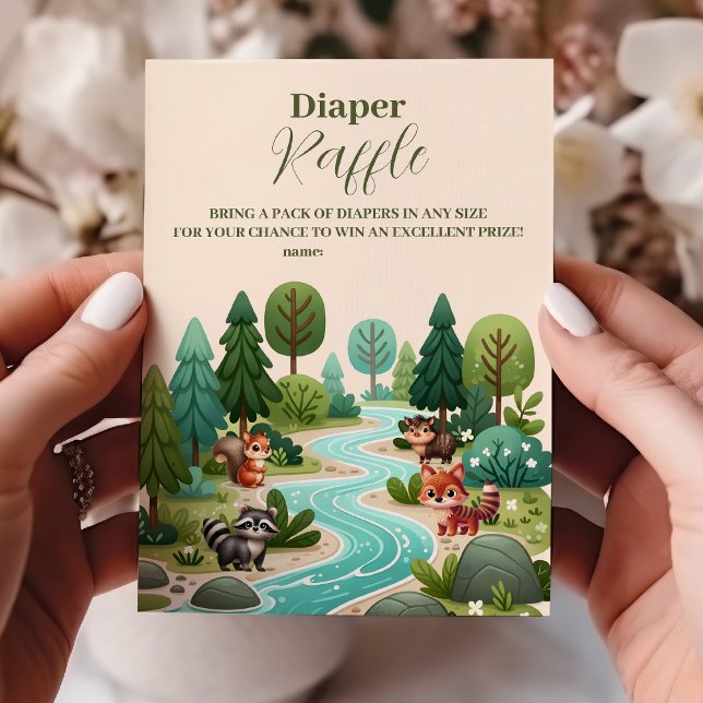 Woodland Animals Baby Shower Raffle Diapper Enclosure Card (Creator Uploaded)