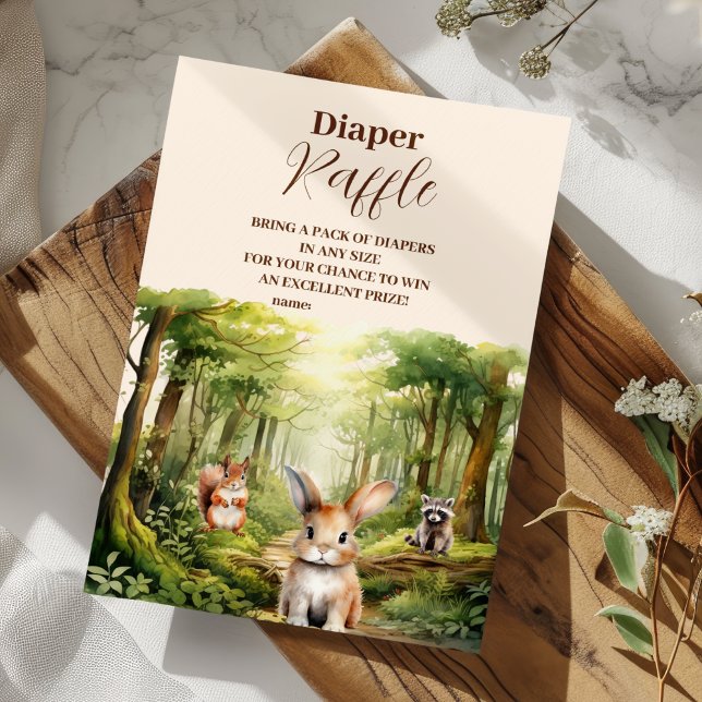 Woodland Animals Baby Shower Raffle Diapper Enclosure Card (Creator Uploaded)