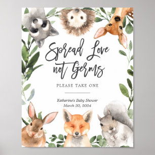 Woodland Animals Baby Shower Sanitising Sign