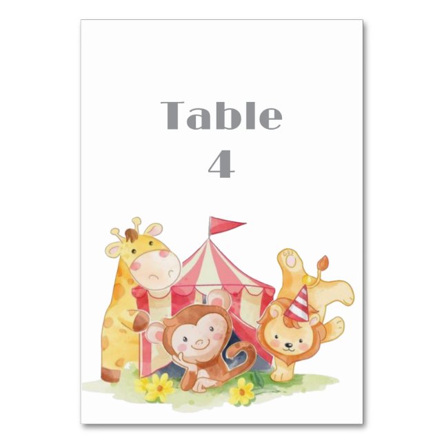Woodland Animals Baby Shower Table  Number (Front)