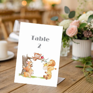 Woodland Animals Baby Shower Table  Table Number