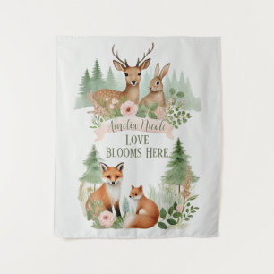 Woodland Animals Baby Shower Tapestry
