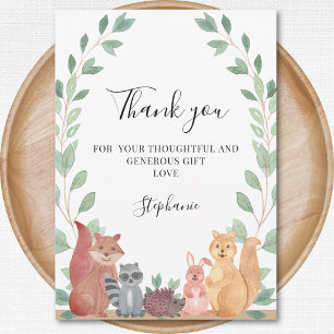 Woodland Animals Baby Shower Thank You Card
