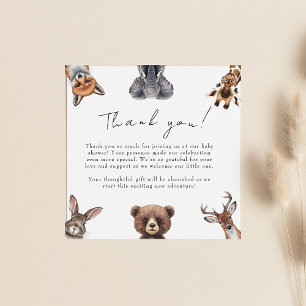 woodland animals baby shower thank you card