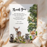 Woodland Animals Baby Shower Thank You Card<br><div class="desc">Rustic woodland baby shower thank you cards featuring watercolor trees,  animals of all shapes and sizes,  including a deer,  rabbit,  fox,  owl,  and more,  and a thank you template that is easy to personalise.</div>