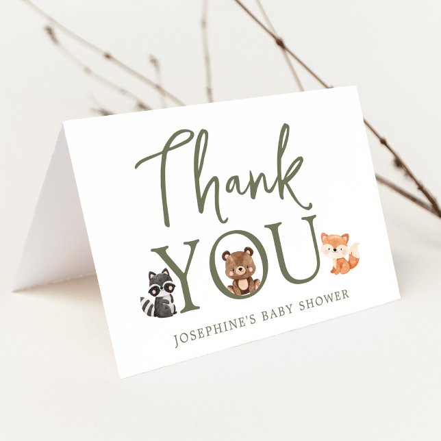 Woodland Animals Baby Shower Thank You Card (Creator Uploaded)