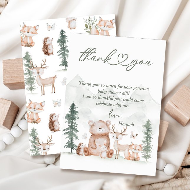 Woodland Animals Baby Shower  Thank You Card (Creator Uploaded)