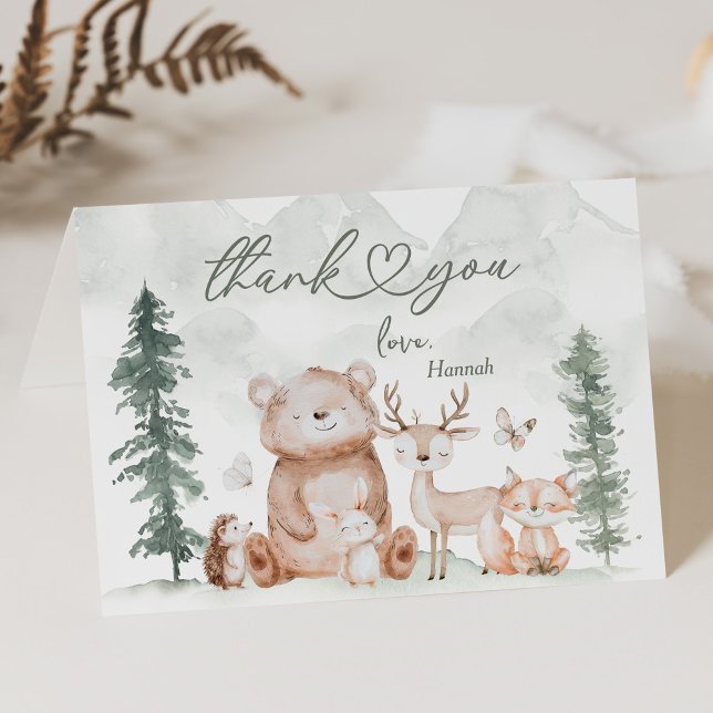 Woodland Animals Baby Shower  Thank You Card (Creator Uploaded)