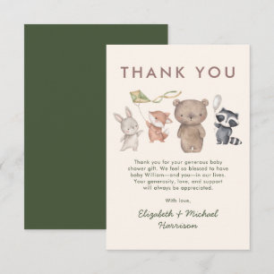 Woodland Animals Baby Shower Thank You Card