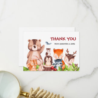 Woodland Animals Baby Shower Thank You Card