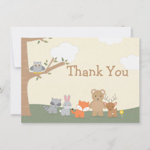 Woodland Animals Baby Shower Thank You Card