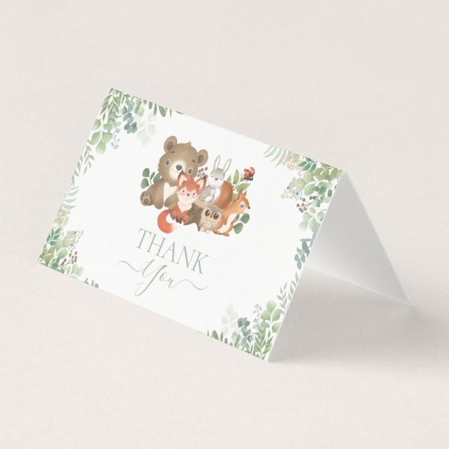 Woodland animals Baby Shower Thank you   Enclosure (Front)