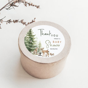 Woodland Animals Baby Shower Thank You Favour Classic Round Sticker