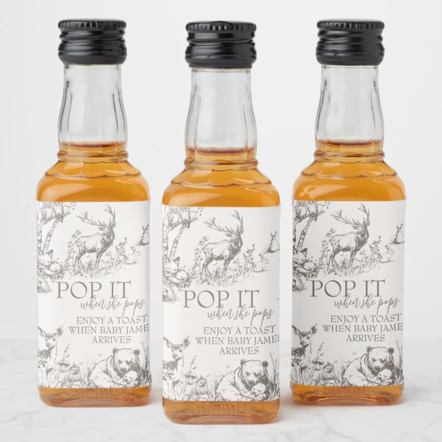 Woodland Animals Baby Shower Thank You Liquor Bottle Label (Bottles)