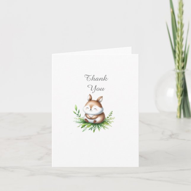 Woodland Animals Baby Shower Thank You Note Card (Front)