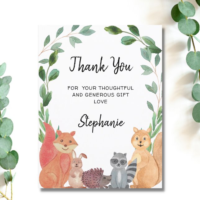 Woodland Animals Baby Shower Thank You Postcard (Creator Uploaded)