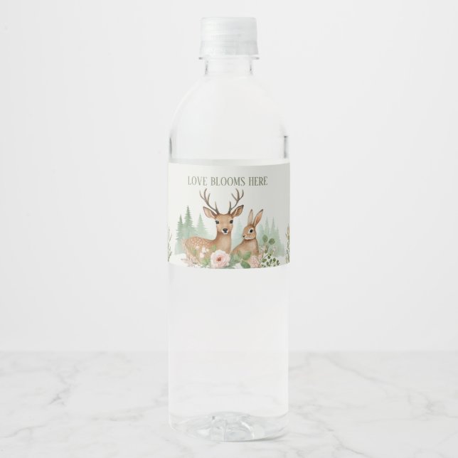 Woodland Animals Baby Shower Water Bottle Label (Front)