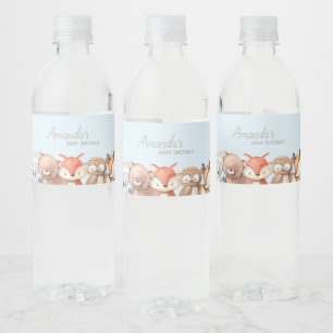Woodland Animals Baby Shower Water Bottle Label