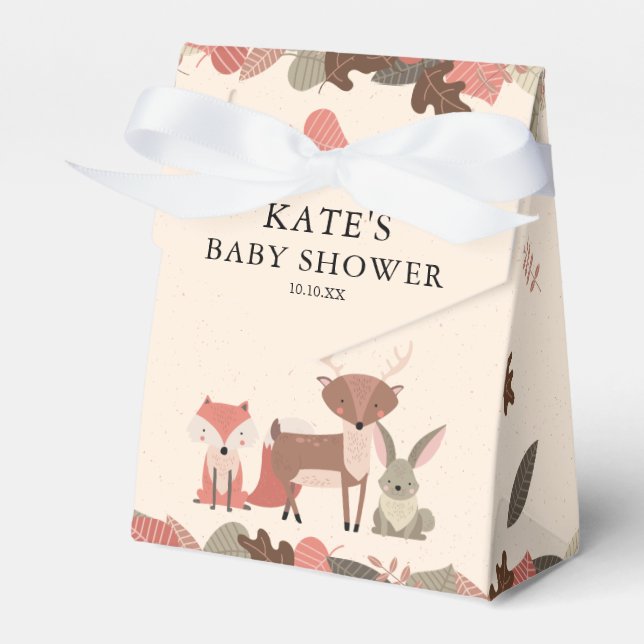 Woodland Animals Baby Shower Welcome Favour Box (Front Side)