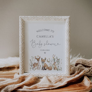 Woodland Animals Baby Shower Welcome Poster