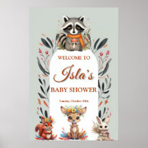 Woodland Animals Baby Shower Welcome Sign Cute For