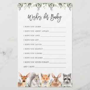 Woodland Animals Baby Shower Wishes For Baby