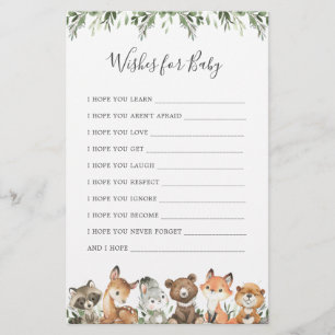 Woodland Animals Baby Shower Wishes For Baby