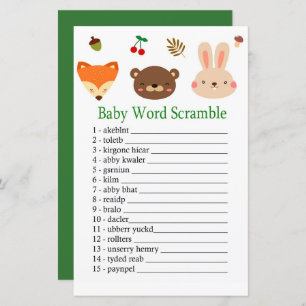 Woodland animals Baby word scramble game