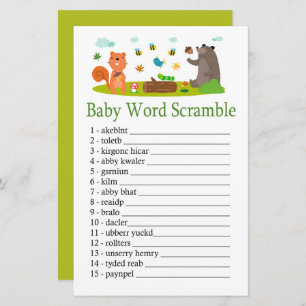 Woodland animals Baby word scramble game