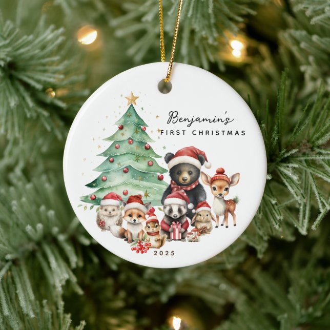 Woodland Animals Baby's First Christmas Ceramic Tree Decoration (Tree)