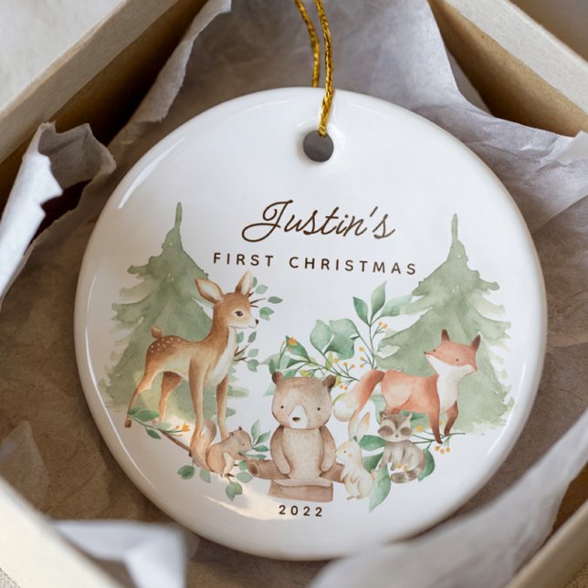 Woodland Animals Baby's First Christmas Ceramic Tree Decoration (Creator Uploaded)