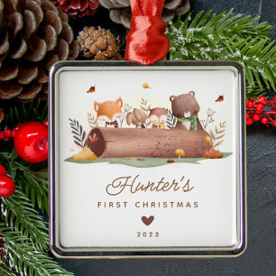 Woodland Animals Baby's First Christmas Metal Tree Decoration