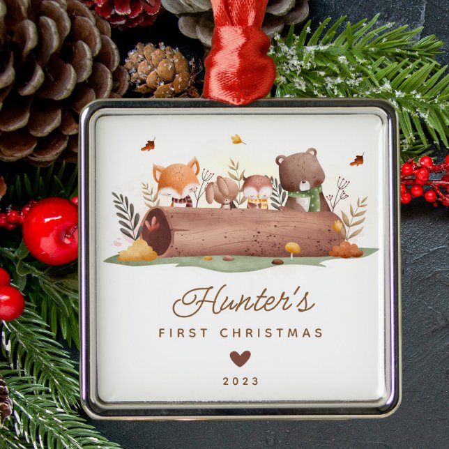 Woodland Animals Baby's First Christmas Metal Tree Decoration (Creator Uploaded)