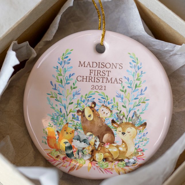 Woodland Animals Baby's First Christmas Ornament (Creator Uploaded)