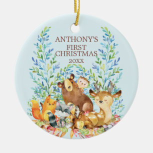 Woodland Animals Baby's First Christmas Ornament