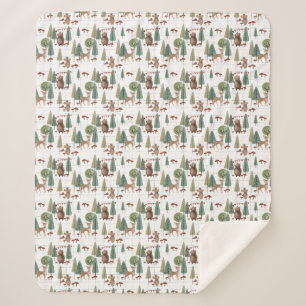 Woodland Animals Bear and Mouse Sherpa Blanket