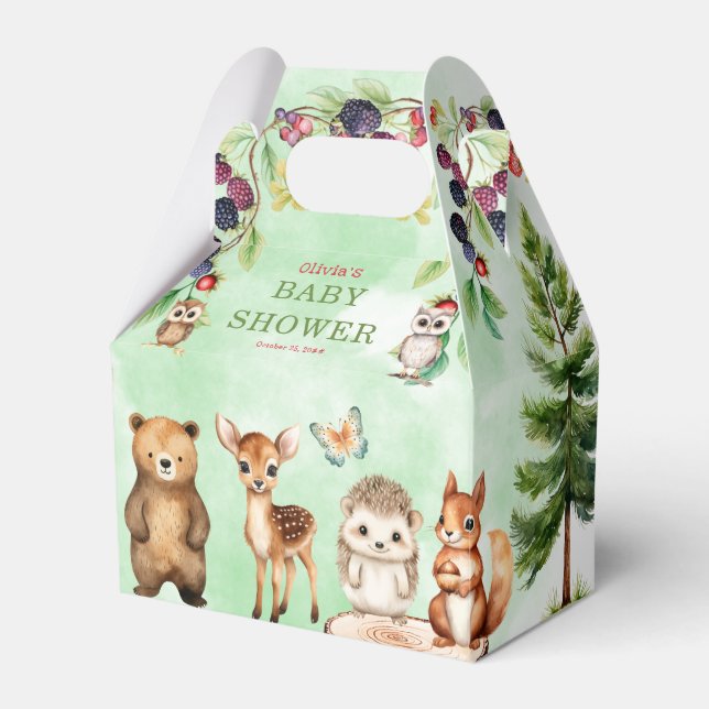 Woodland Animals BerryFlower Baby Shower Favour Bo Box (Front Side)