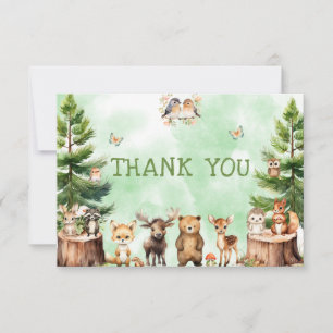 Woodland Animals berryflower Baby Shower Thank You Card