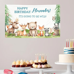 Woodland Animals Birthday Banner
