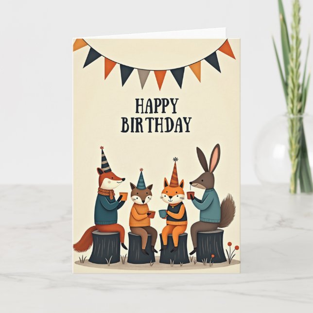 Woodland Animals Birthday Card (Front)