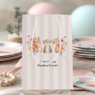 Woodland Animals Birthday Gift Bag   Rustic Pink 