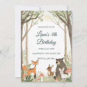 Woodland Animals Birthday Invitation - Forest
