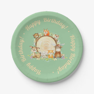 Woodland Animals Birthday Paper Plates