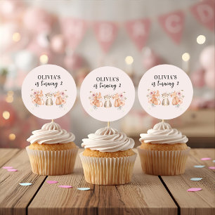 Woodland Animals Birthday Stickers Pink Floral