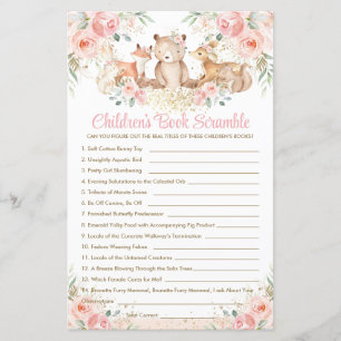 Woodland Animals Blush Floral Children's Book Game